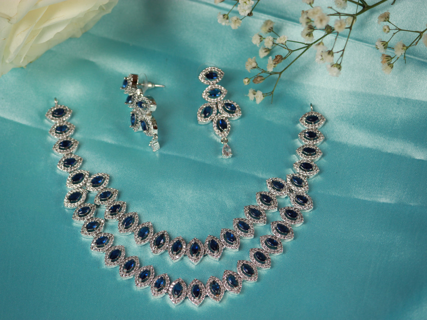 Navy Loukya Zirconia Jewellery Set