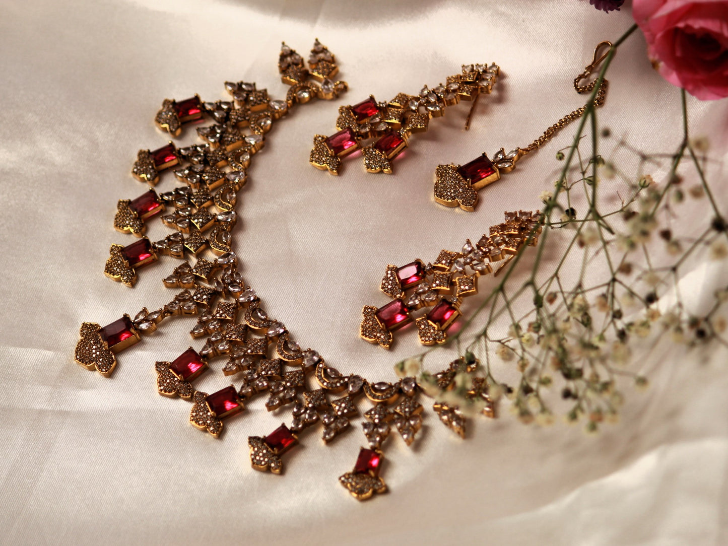 Ruby Pranita Zirconia Jewellery Set