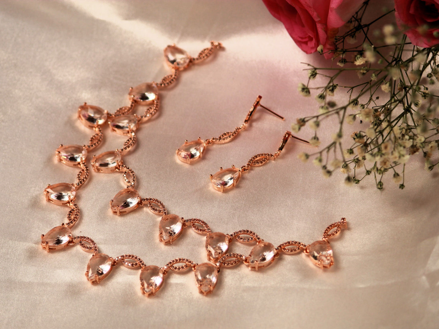 Rose Gold Jasmine Zirconia Jewellery Set