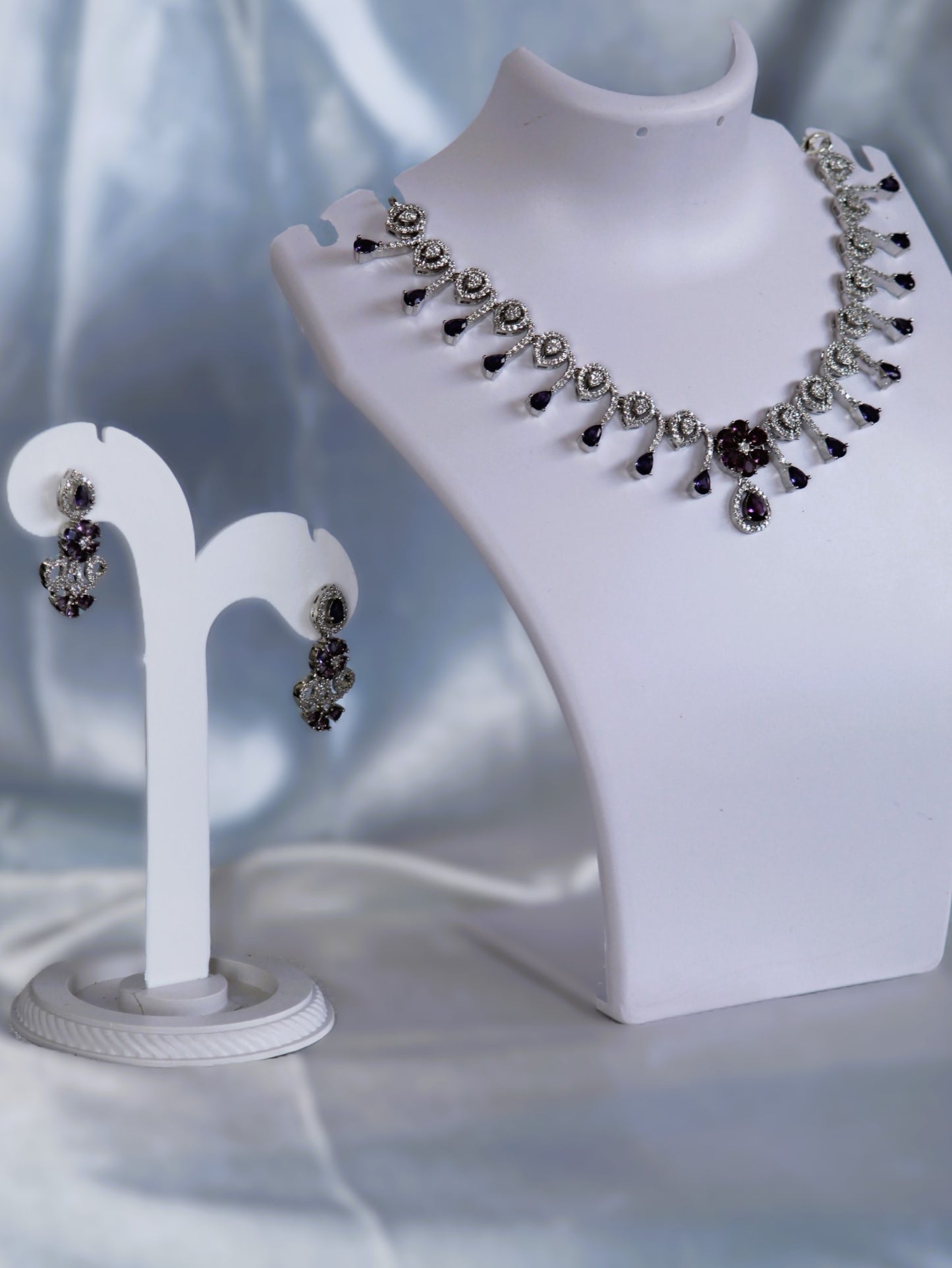 Purple Jaanvi Zirconia Jewellery Set