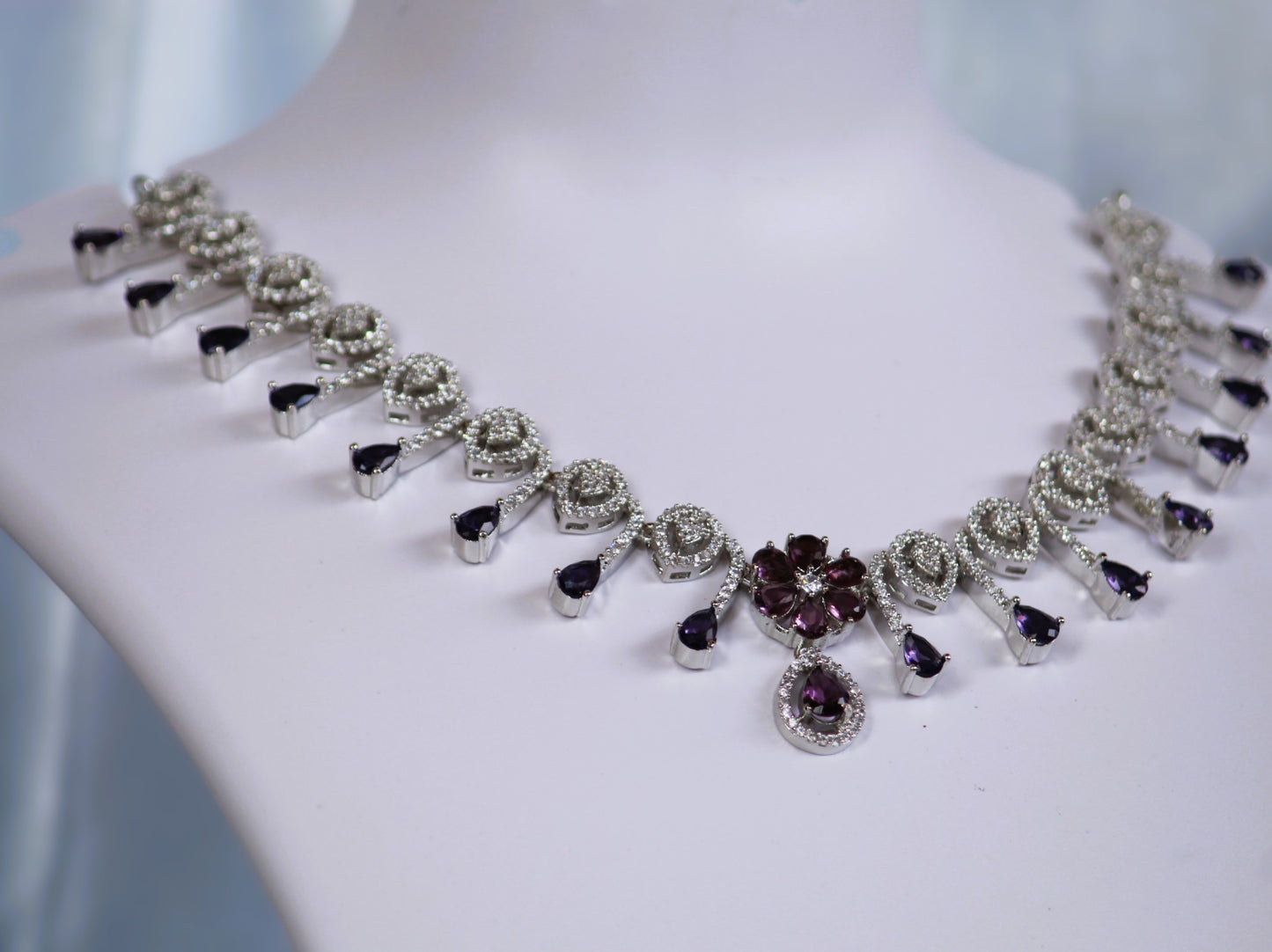 Purple Jaanvi Zirconia Jewellery Set