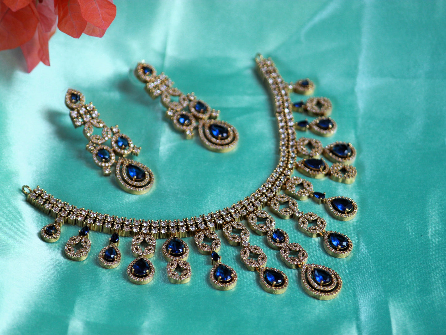 Navy Dhanvi Zirconia Jewellery Set