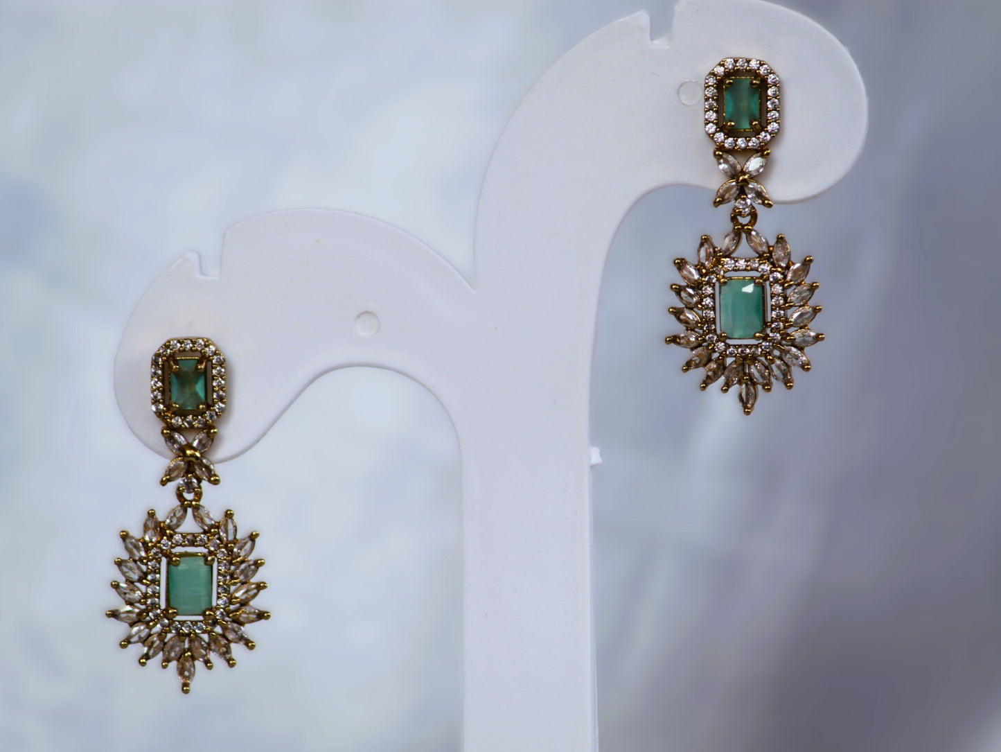 Mint Green Aashika Zirconia Jewelery Set