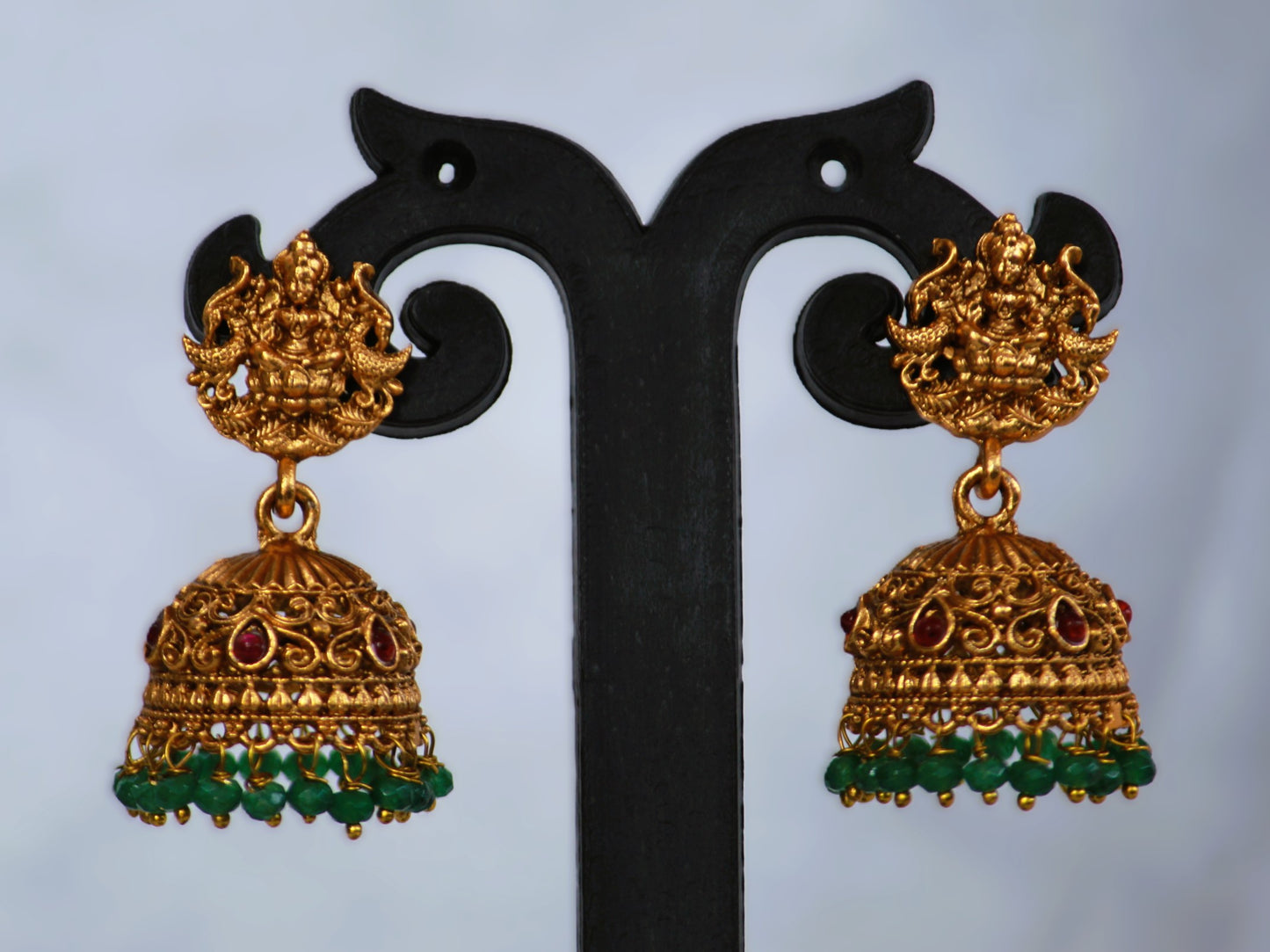 Green Manasa Temple Jewellery Set