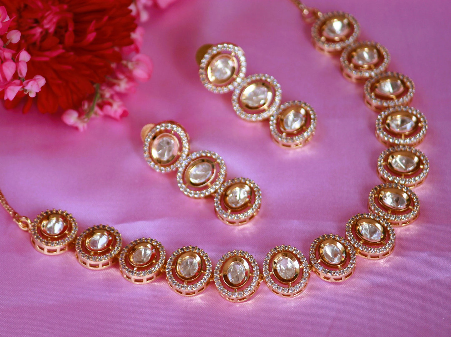 Golden Tanvee Zirconia Jewellery Set