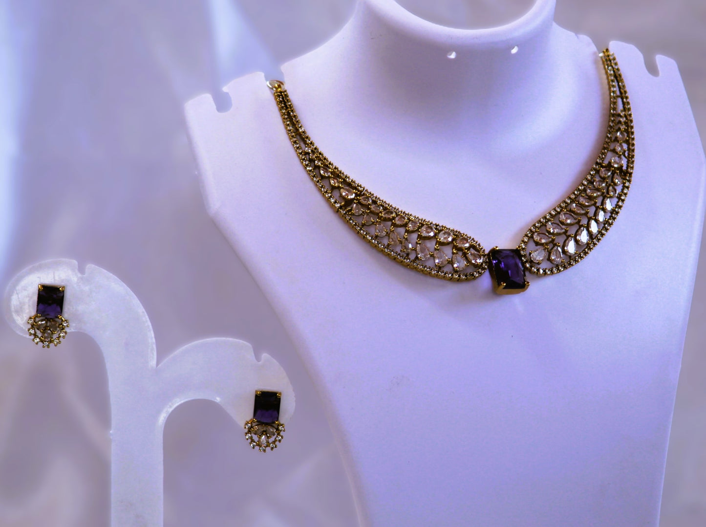 Purple Vibha Zirconia Jewellery Set