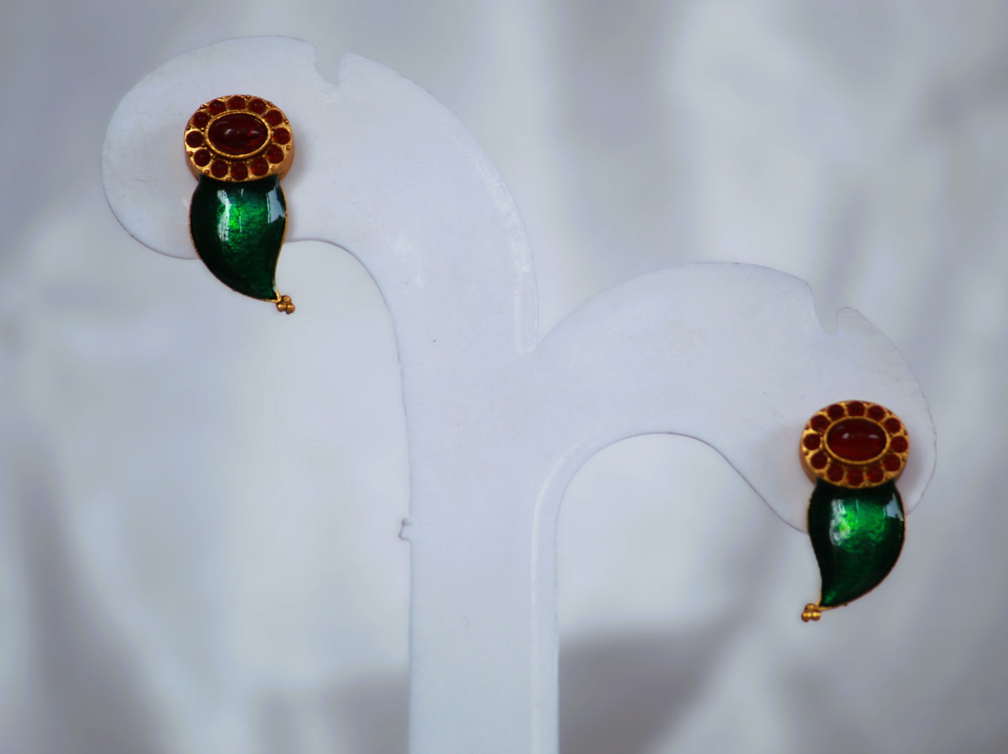 Green Charvi Meenakari Antique Jewellery Set