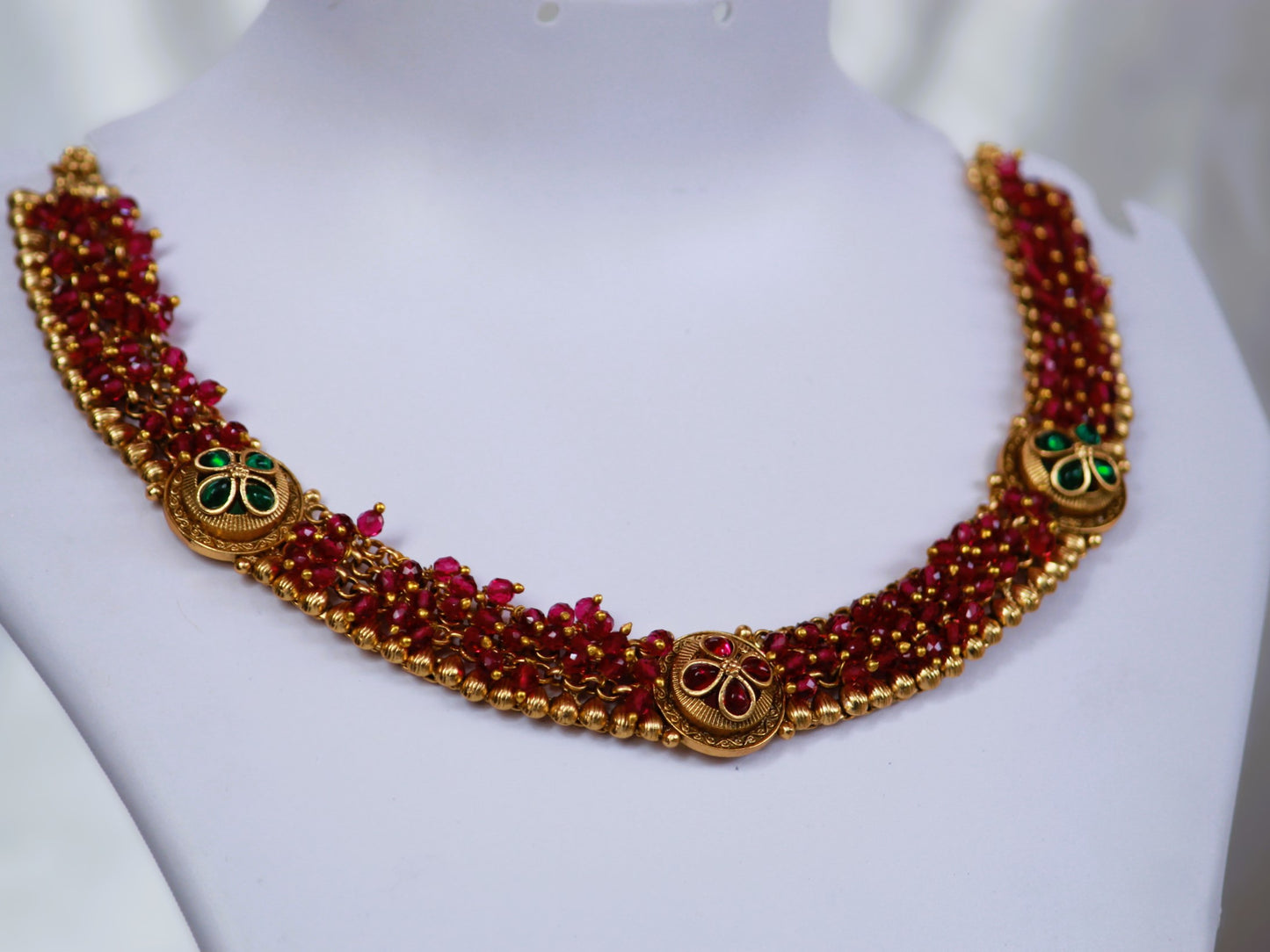 Red Anandi Antique Jewellery Set