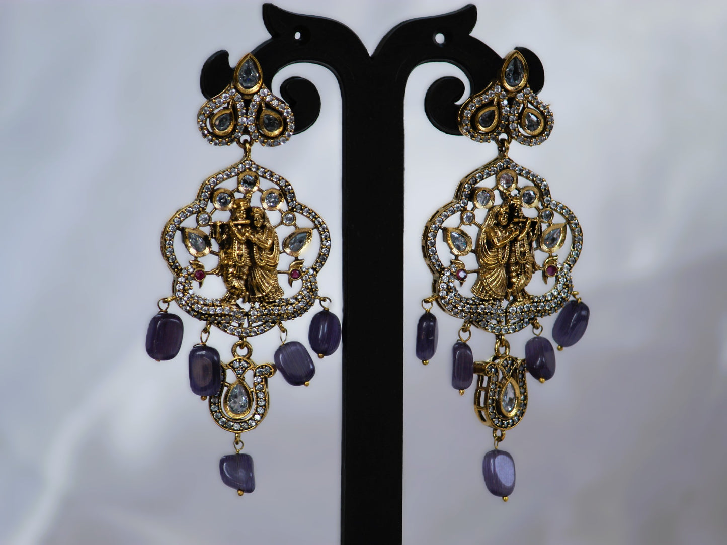 Purple Radhe Temple Jewellery Set