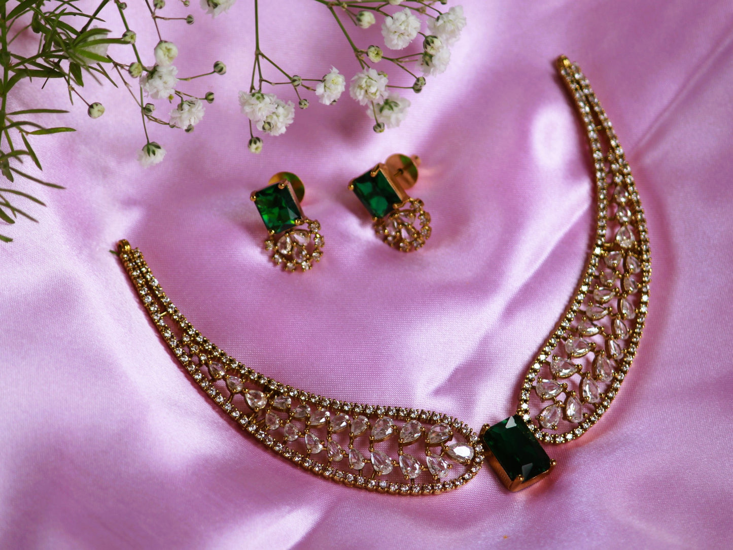 Green Vibha Zirconia Jewellery Set