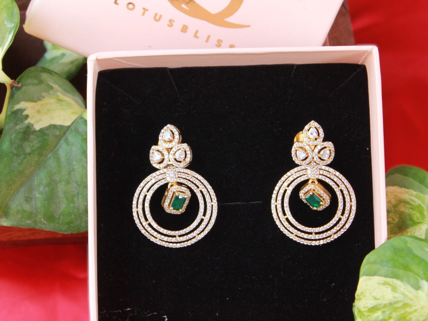 Green Paavani Zirconia Danglers