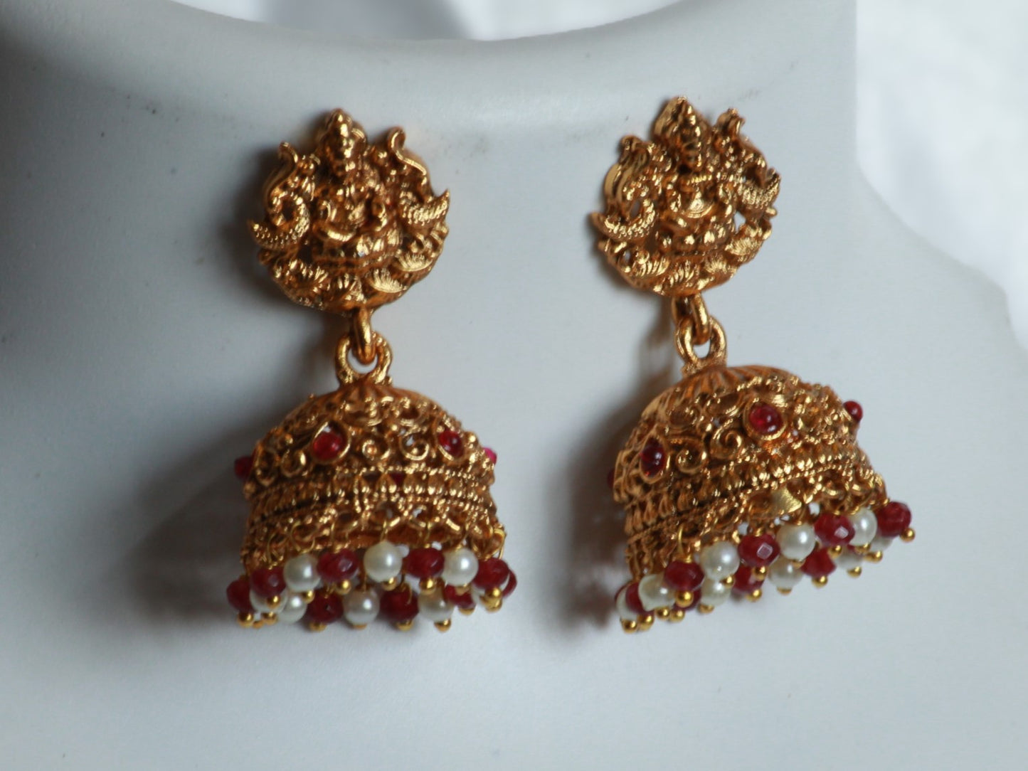 Pink Roopashri Temple Jewellery Set