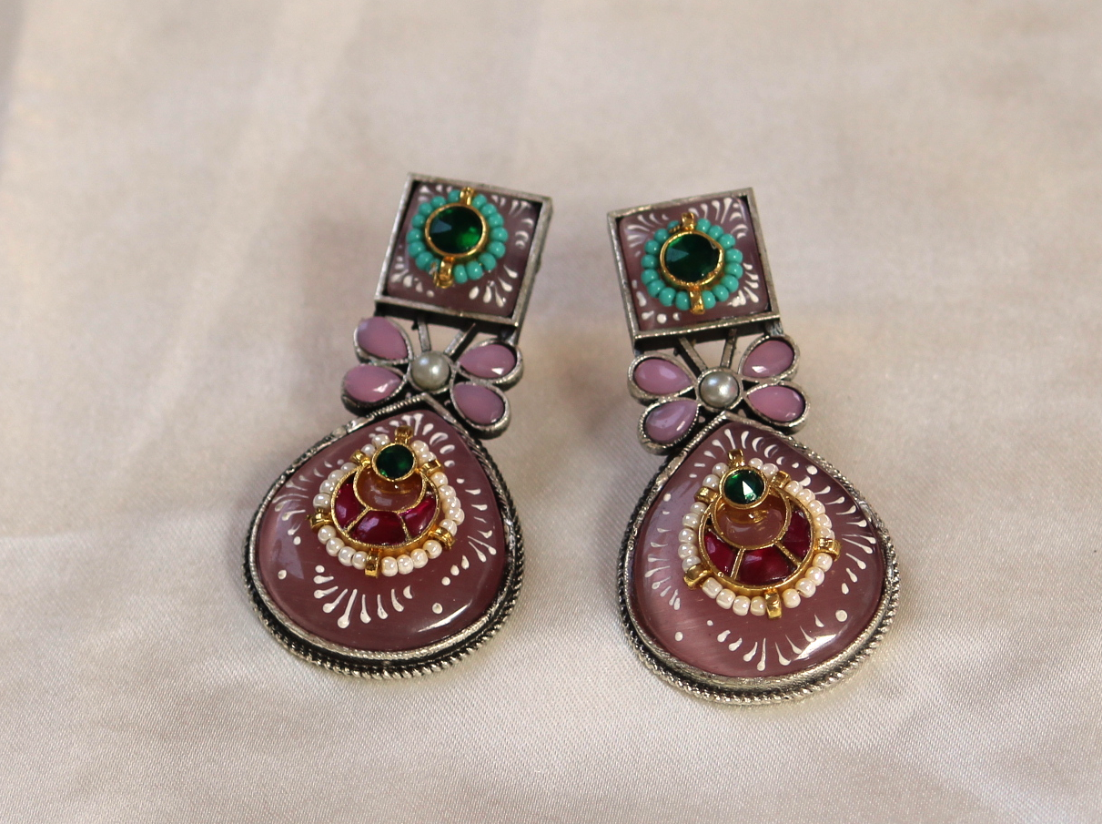 Blush Pink Sonika Dual Tone Danglers