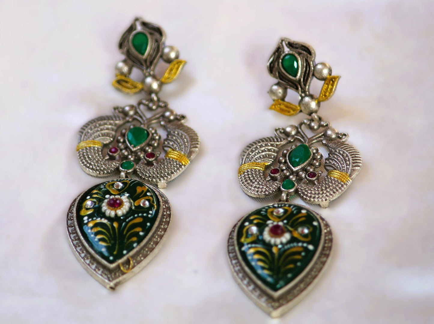 Green Juhi Dual Tone Danglers