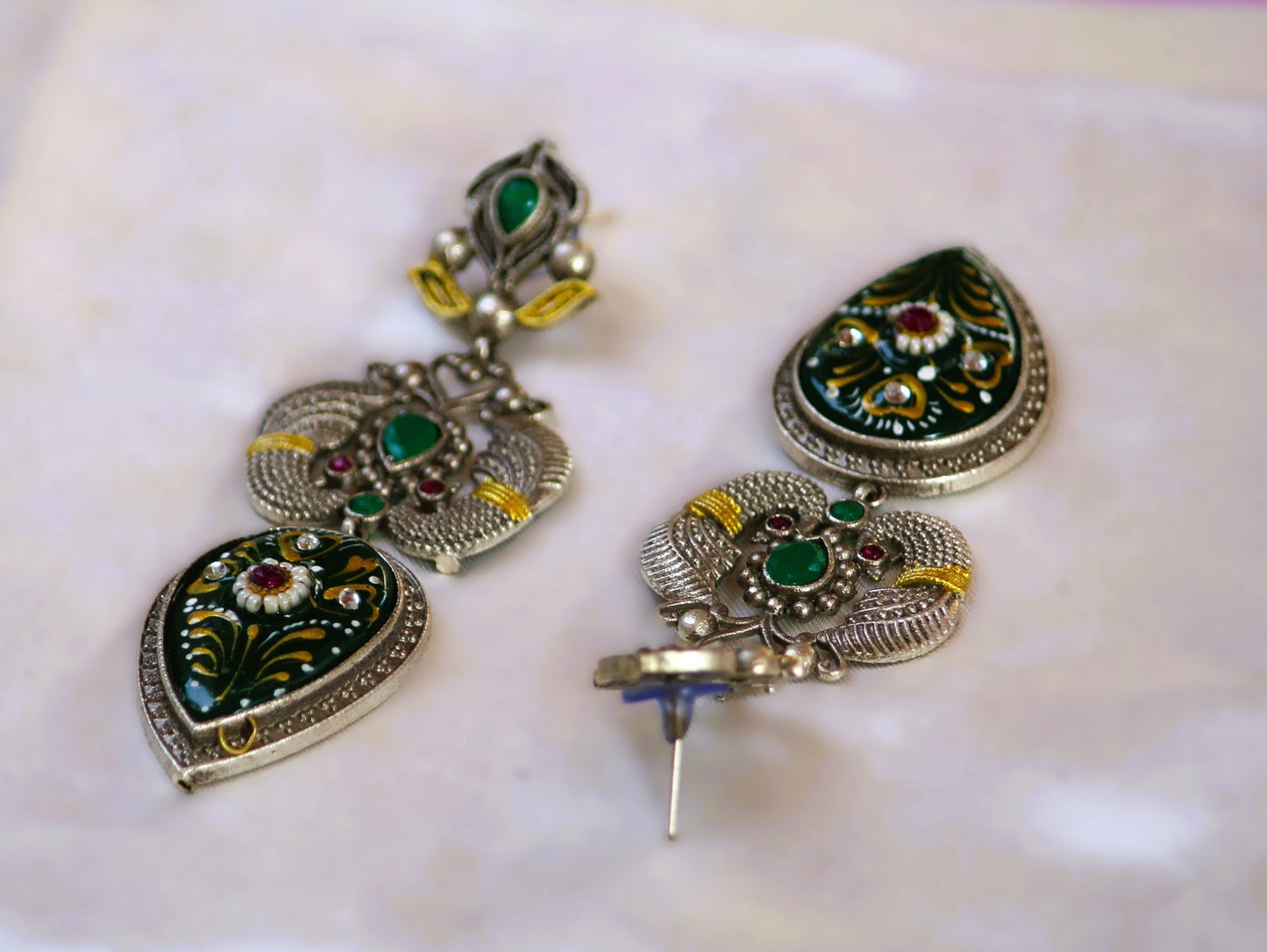 Green Juhi Dual Tone Danglers