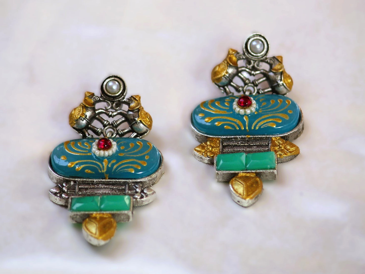 Blue Mona Dual Tone Danglers