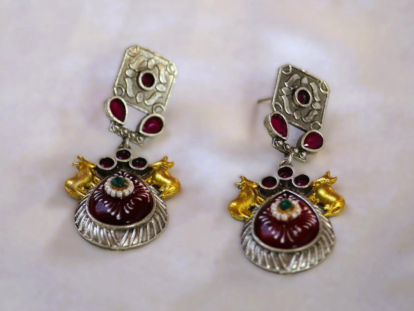 Maroon Keshini Dual Tone Danglers