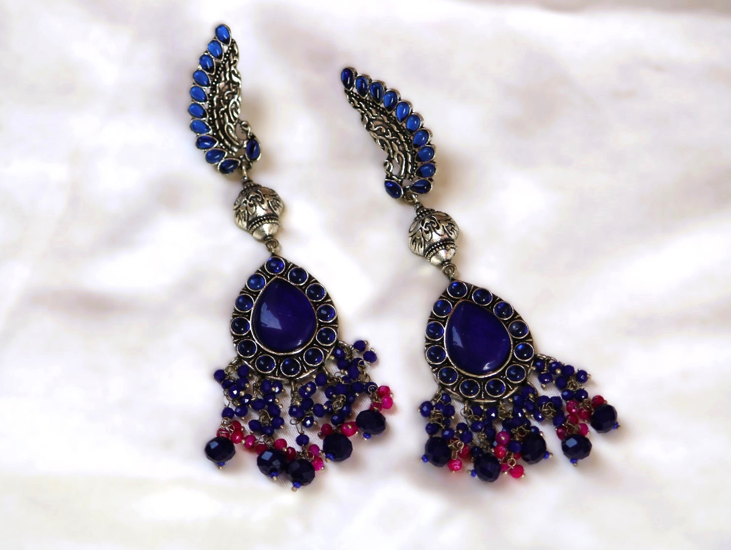 Royal Blue Tamasi Oxidised Danglers