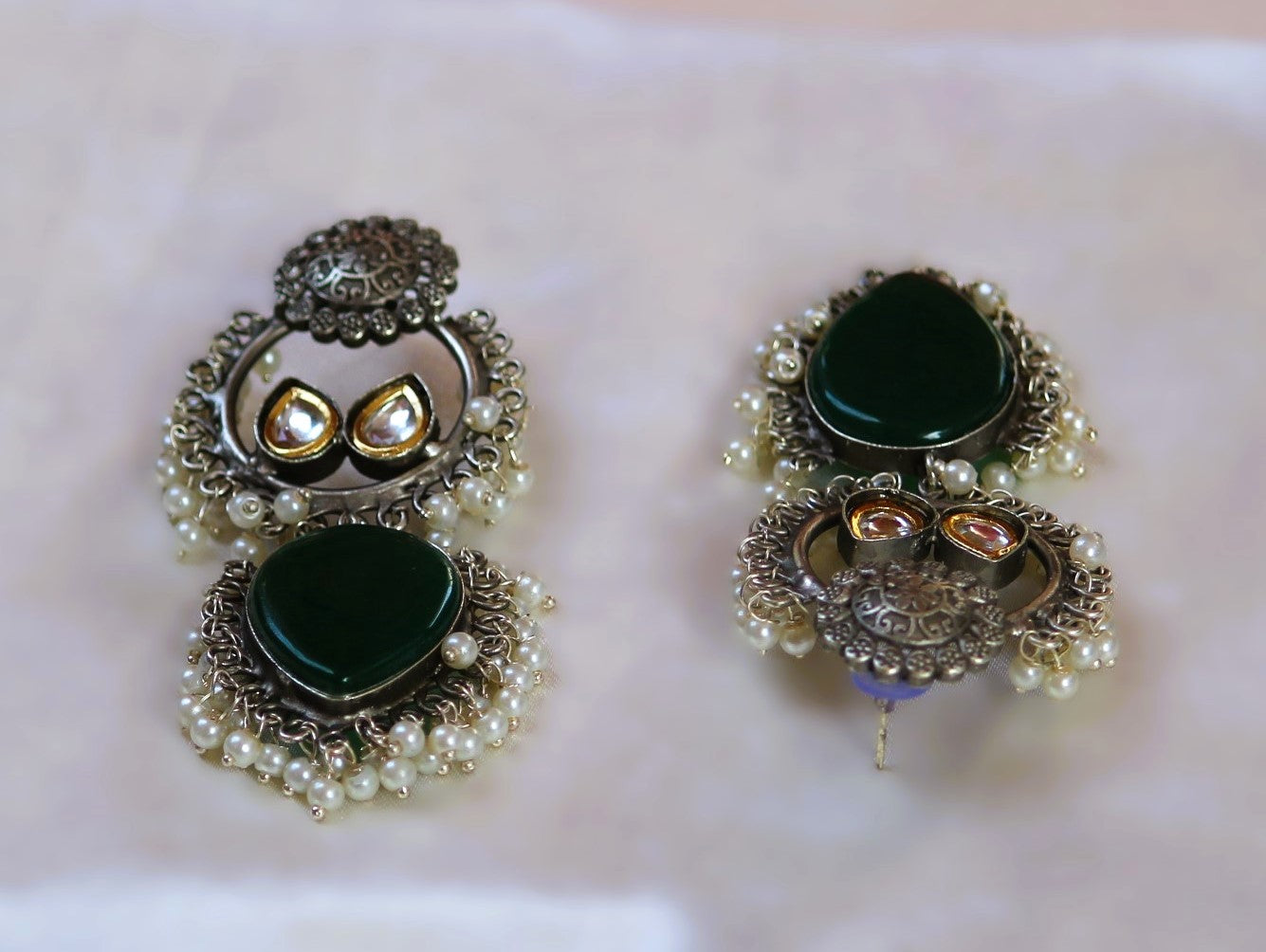 Green Priyanka Oxidised Danglers