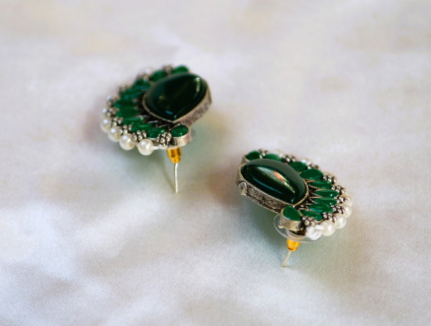 Green Mansi Oxidised Studs
