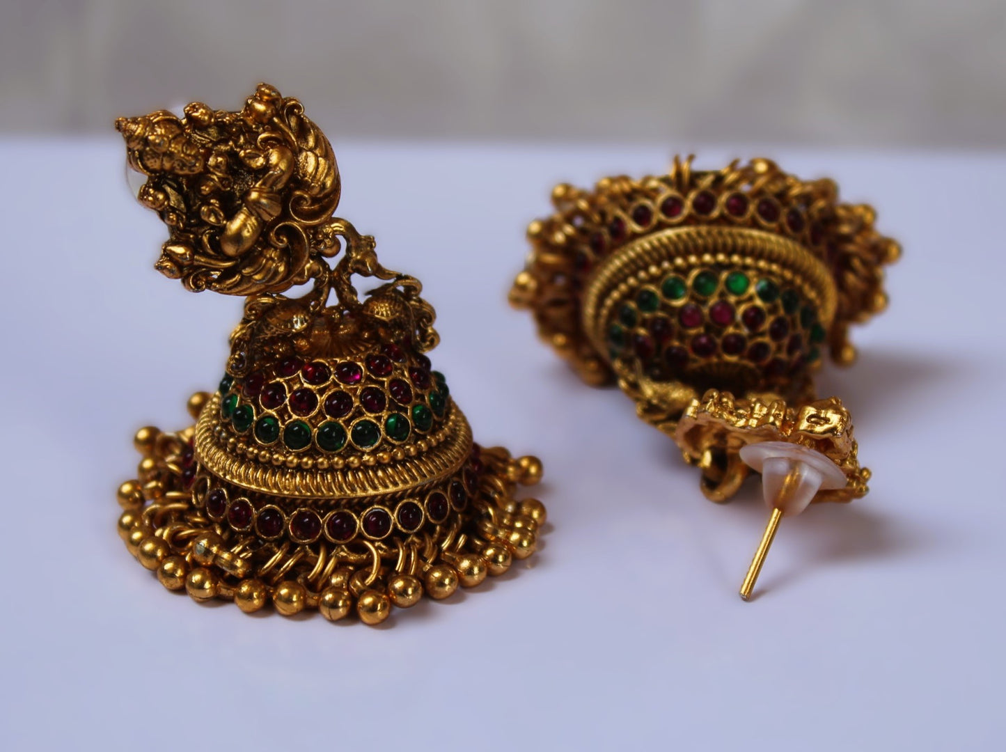 Multicolor Pranavi Temple Jhumkis