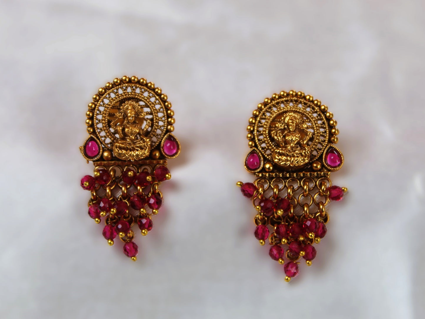 Red Saraswati Temple studs
