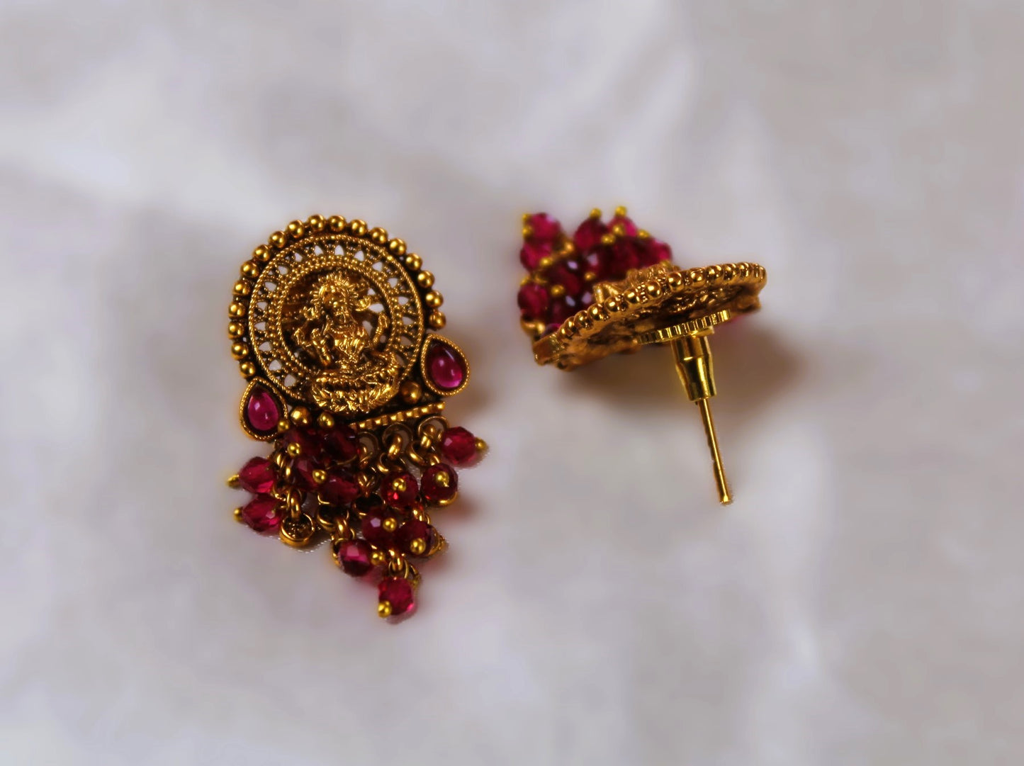 Red Saraswati Temple studs