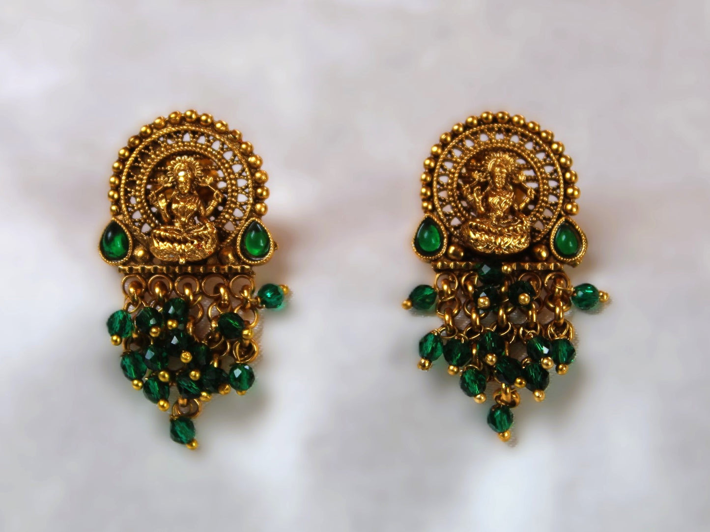 Green Saraswati Temple Studs