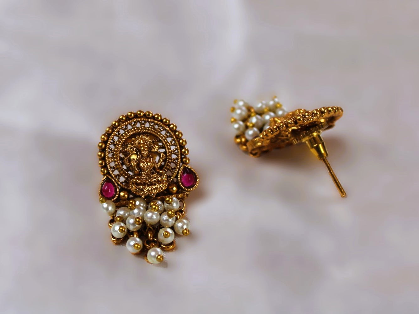 White Saraswati Temple studs