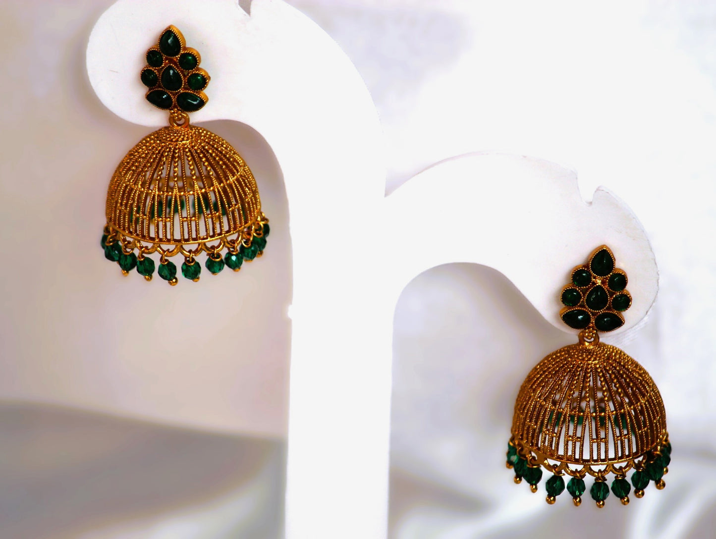 Green Tanisha Jhumkis