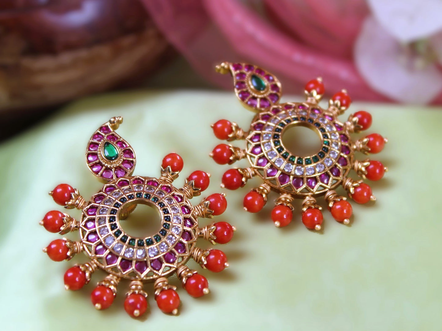 Pink Urvashi Studs