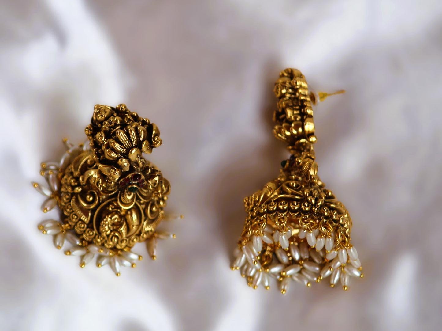 Golden Manjari Temple Jhumkis