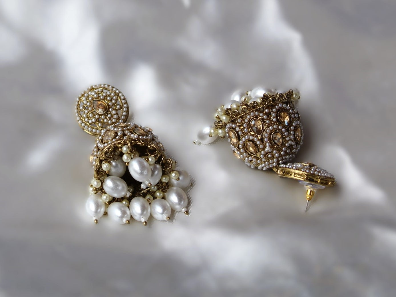 White Pearl Inchara Jhumkis