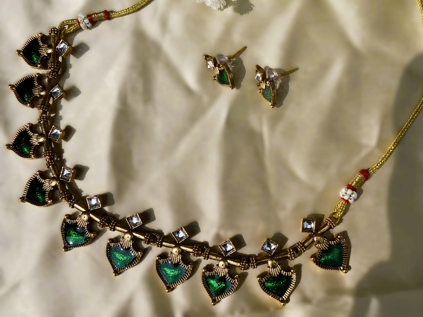 Green Ruthva Antique Jewellery Set