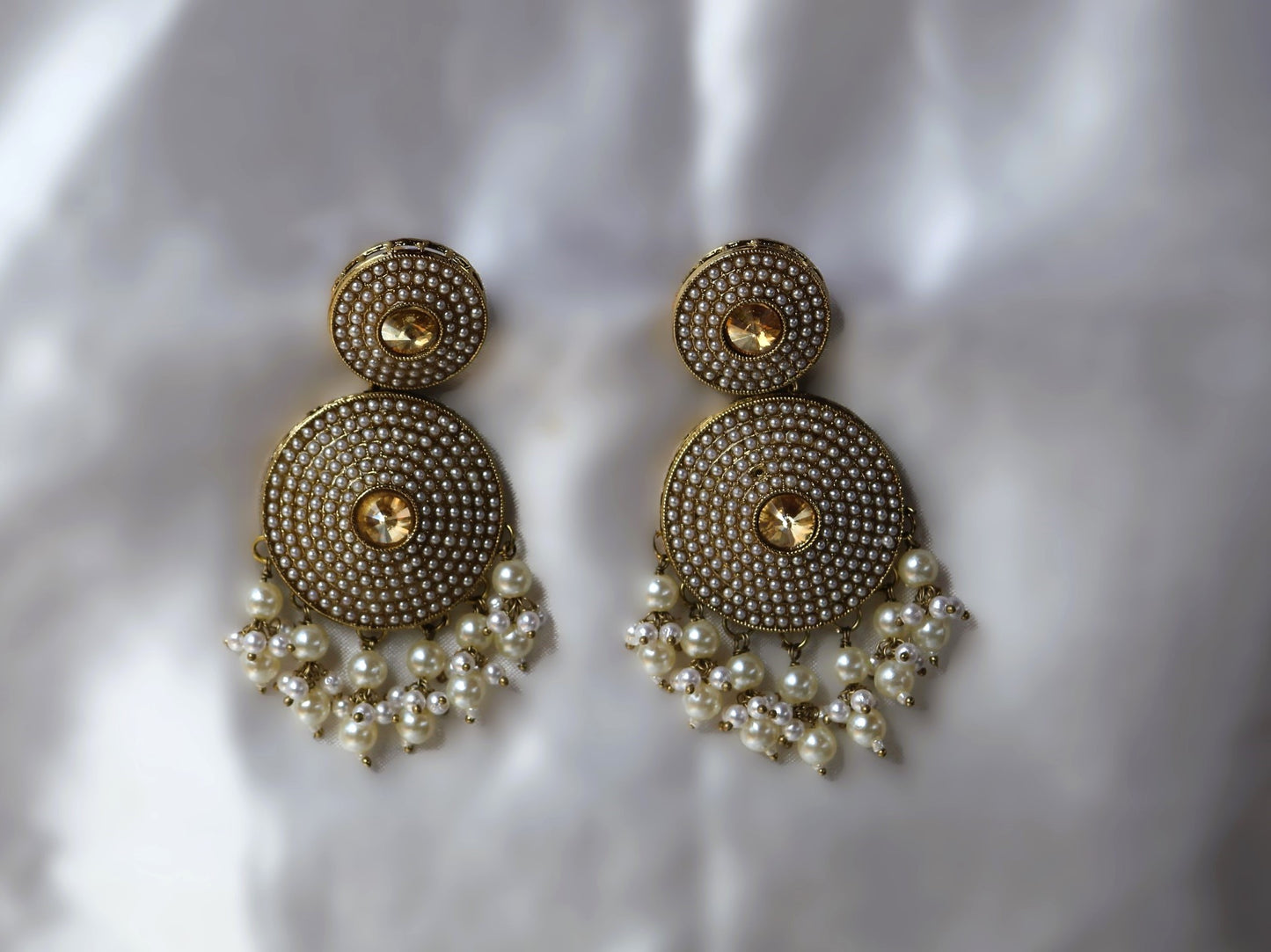White Swaroopa Danglers