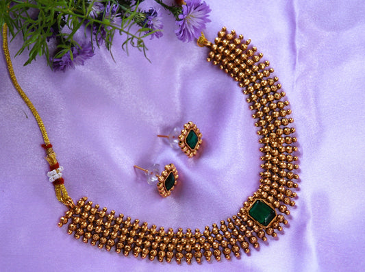 Green Kashvi Antique Jewellery Set
