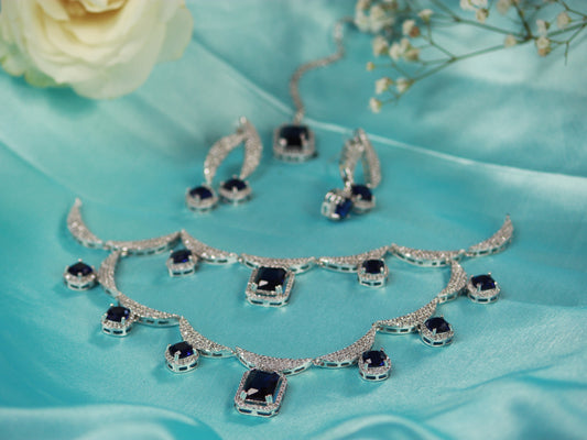 Navy Yashna Zirconia Jewellery Set