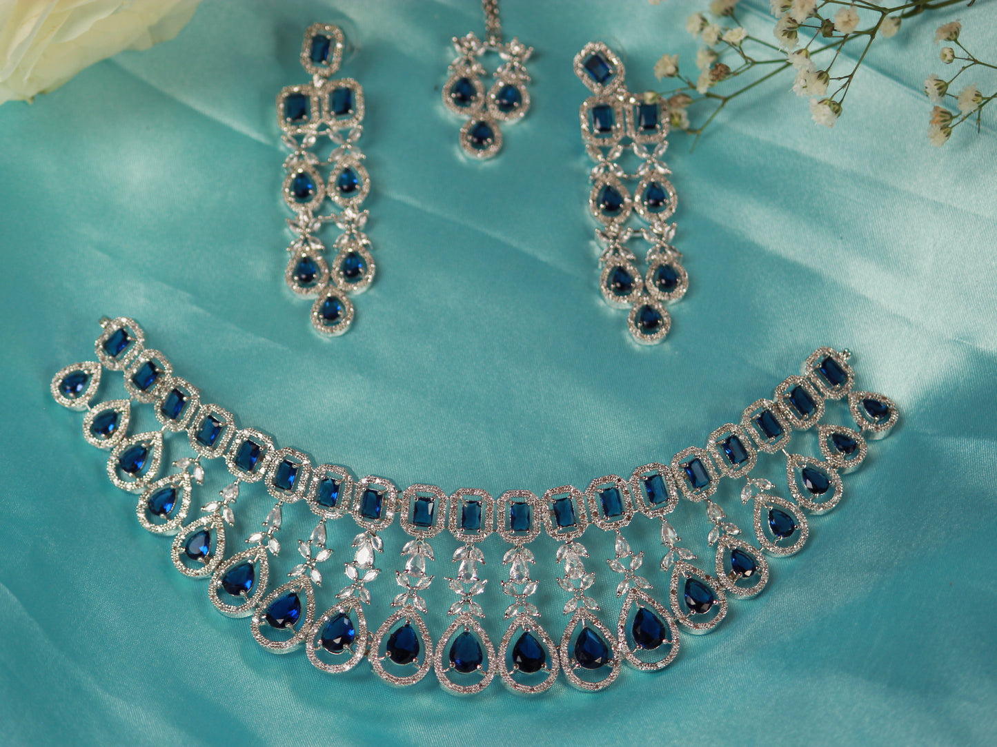 Navy Raahi Zirconia Jewellery Set