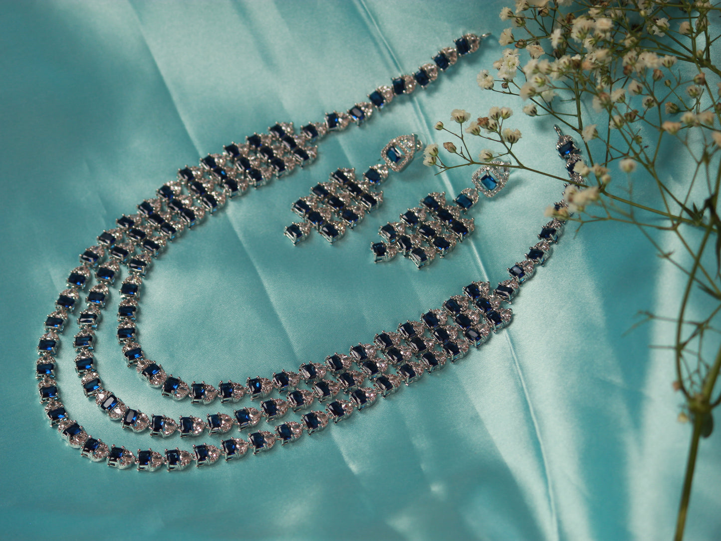 Navy Jia Zirconia Jewellery Set