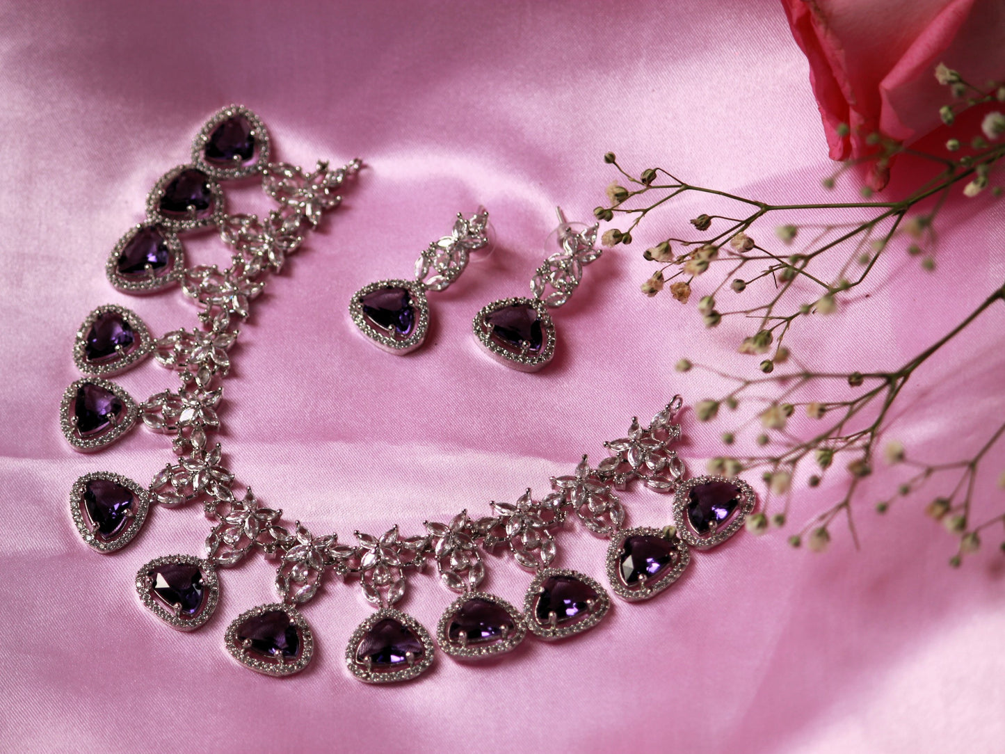Purple Laashya Zirconia Jewellery Set