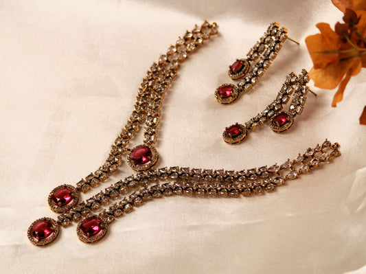 Ruby Nidhi Zirconia Jewellery Set