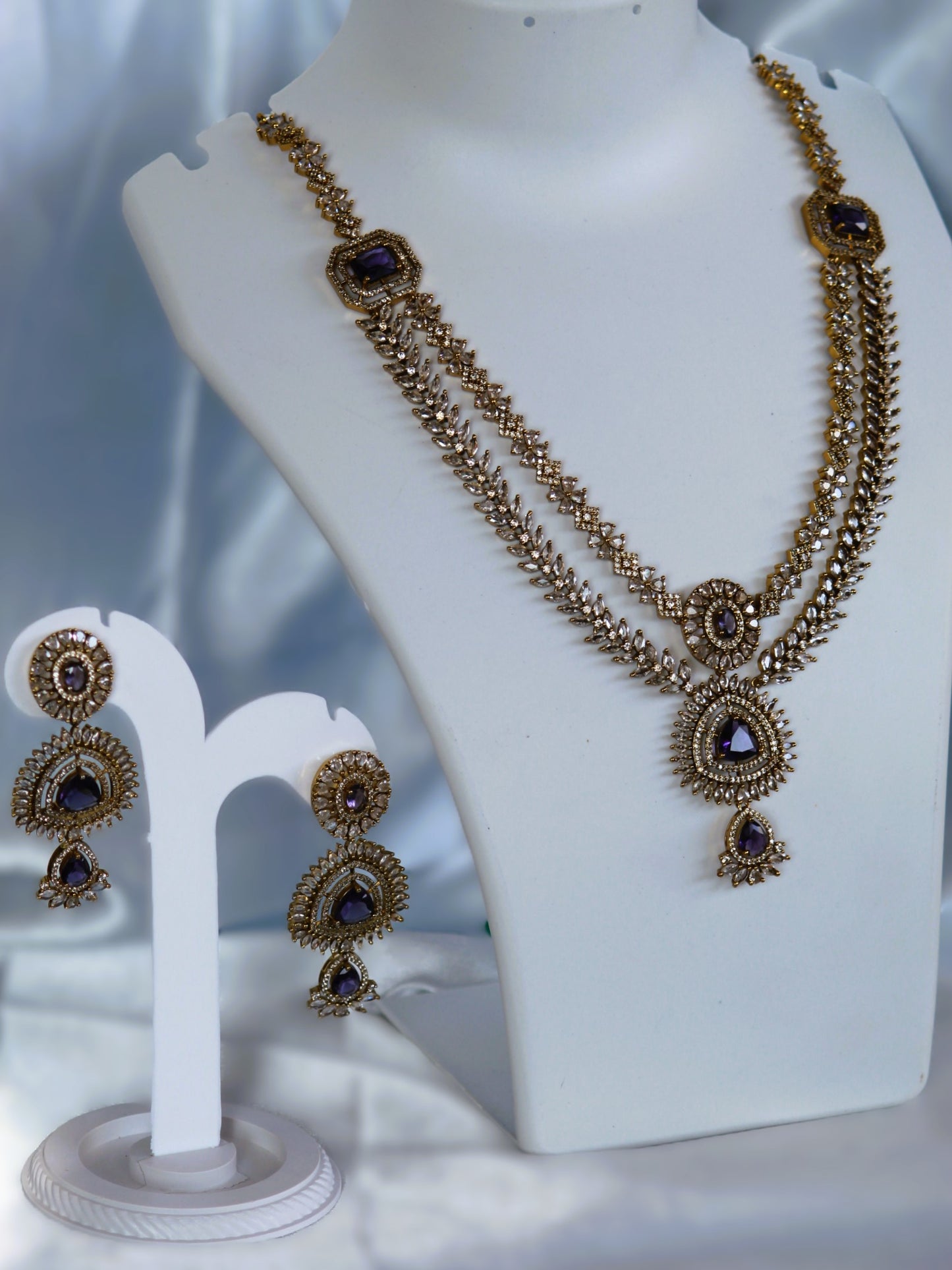 Purple Navya Zirconia Jewellery Set