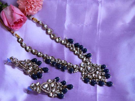 Navy Banita Kundan Jewellery Set