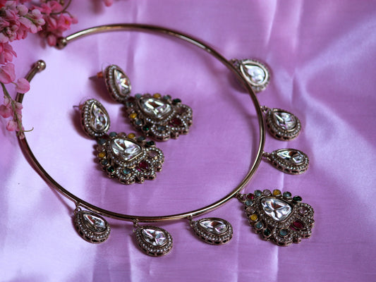 Multicolor Dishita Zirconia Hasli Set