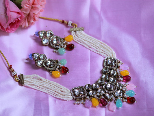 Multicolor Gamya Kundan Jewellery Set