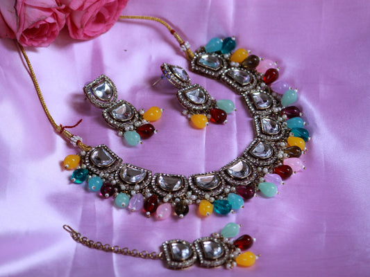 Multicolor Kshama Kundan Jewellery Set