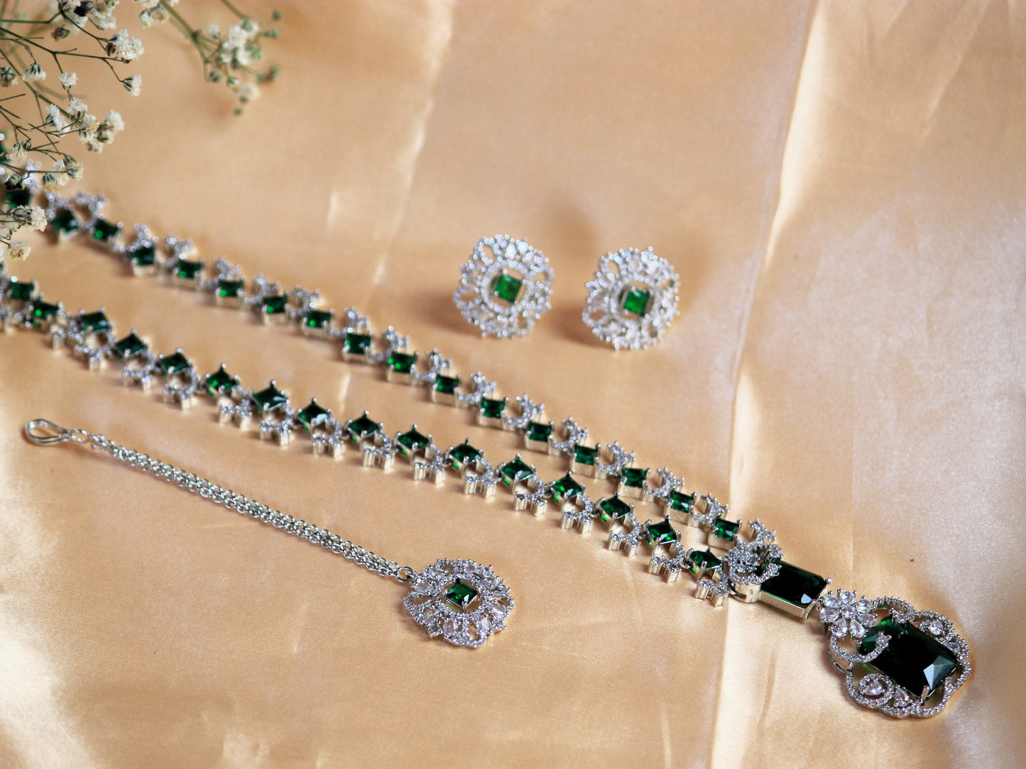 Green Neetu Zirconia Jewellery Set