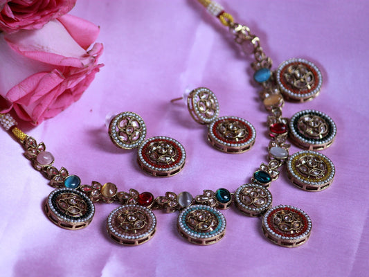 Multicolor Kusum Zirconia Jewellery Set
