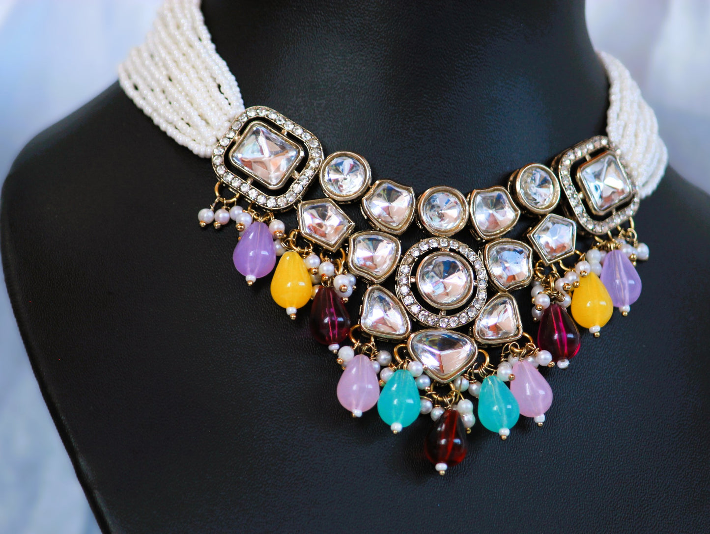 Multicolor Gamya Kundan Jewellery Set