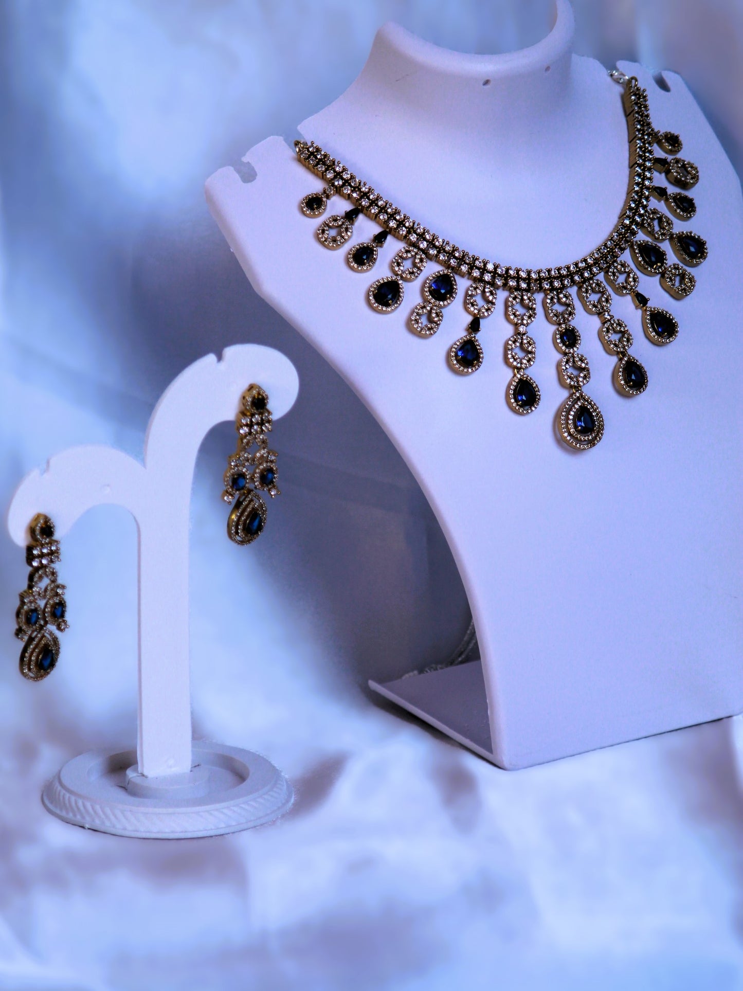 Navy Dhanvi Zirconia Jewellery Set